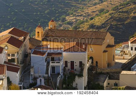 View of Ioulida village on Kea island in Greece.