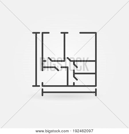 House plan concept icon. Vector minimal house size linear symbol or design element
