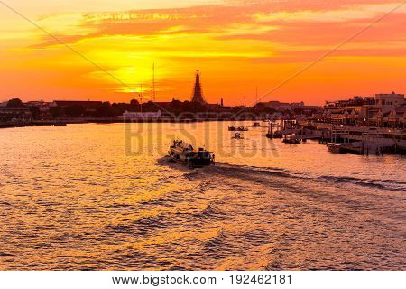 Sunset at the riverside in twilight time