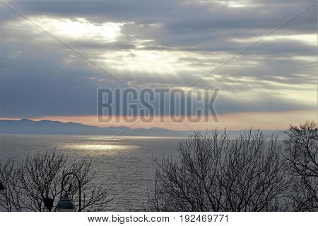 Beautiful Sunset Under The Gulf In Cloudy Weather