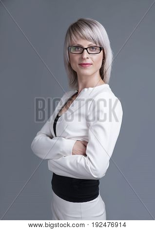 Portrait of elegantly dressed young gorgeous brunette woman.