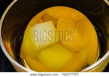 fruit jelly in a crystal bowl on black background