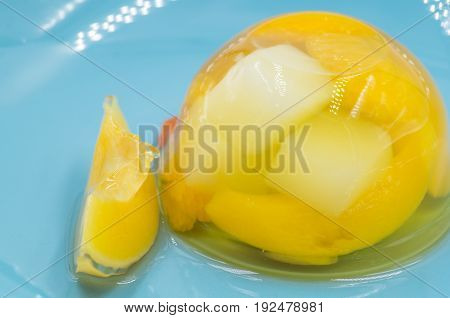 Fruit Jelly Mix On A Blue Plate
