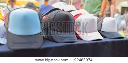 Cap for sale at walking street market in Thailand