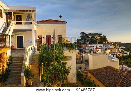 IOULIDA, GREECE - MAY 26, 2017: Ioulida village on Kea island in Greece on May 26, 2017.
