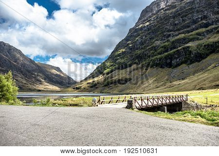 Amazing scottish landscape at Achnambeithach in Glencoe, Highlands, Scotland