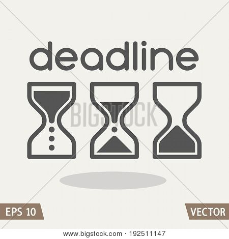 Hourglass time management business icons set. Deadline animated sandclock vector eps10 illustration.