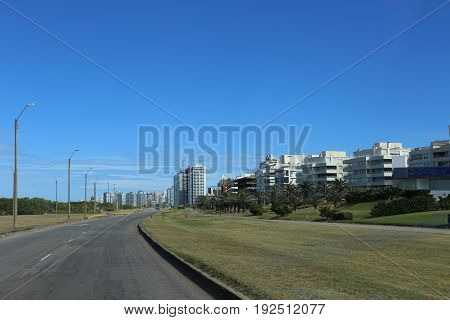 Street between the Beach and the City of Punta del Este, Uruguay - April 2017
