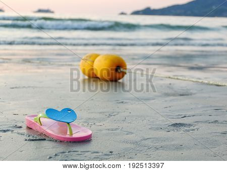 footwear on thebeach  background  sea at phuket