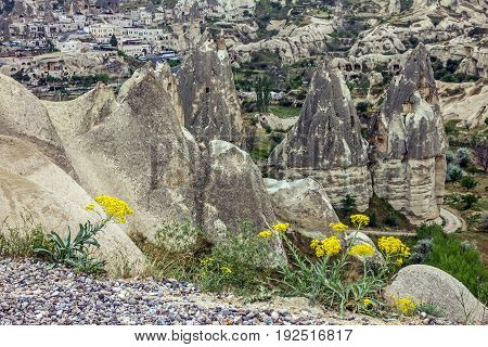 rock mountain natural landscape in Cappadocia, Turkey