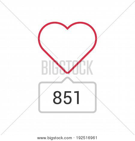 Outline heart counter icon isolated on grey background. Line like symbol for website design, mobile application, logo, ui.