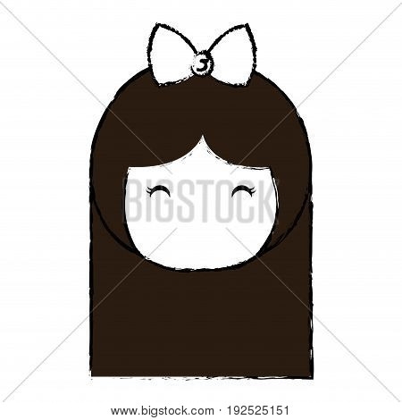 cute Little japanese doll head vector illustration design