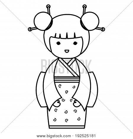 cute Little japanese doll vector illustration design