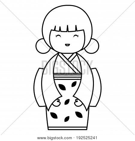 cute Little japanese doll vector illustration design