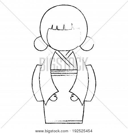 cute Little japanese doll vector illustration design
