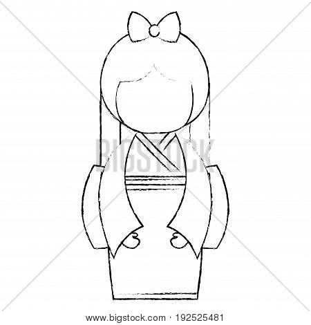 cute Little japanese doll vector illustration design