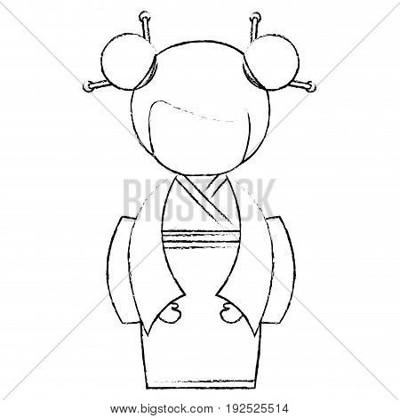 cute Little japanese doll vector illustration design