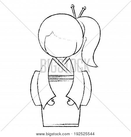 cute Little japanese doll vector illustration design