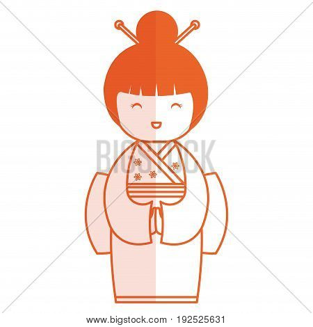 cute Little japanese doll vector illustration design