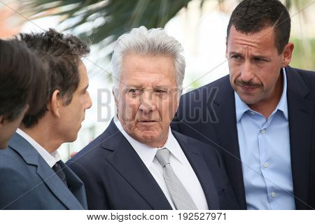 Ben Stiller, Dustin Hoffman and Adam Sandler attend 'The Meyerowitz Stories' photocall during the 70th annual Cannes Film Festival at Palais des Festivals on May 21, 2017 in Cannes, France. 