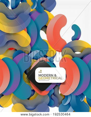 Abstract color geometric round shapes on white - elements with shadow, colorful composition