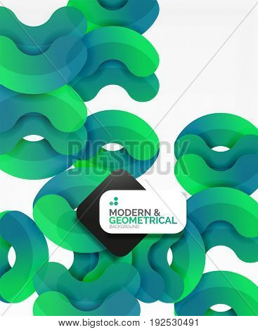 Abstract color geometric round shapes on white - elements with shadow, colorful composition