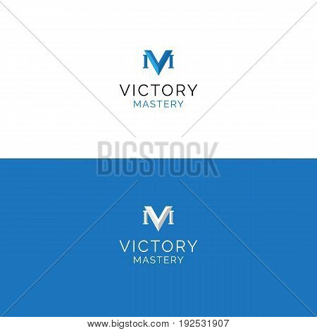 Abstract V and M letters minimalistic logo in roman style