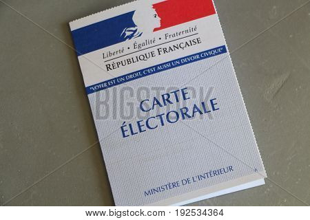 PRIMELIN, FRANCE - APRIL 05 : French electoral card, April 05, 2017