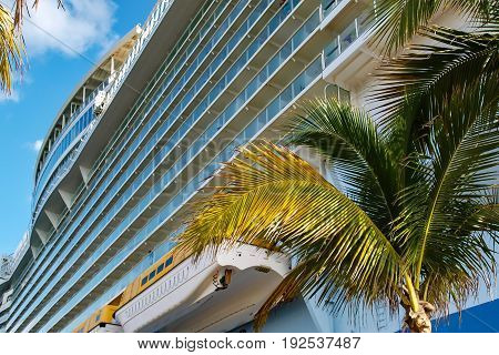 Cruise ship docked for the day in the Bahamas