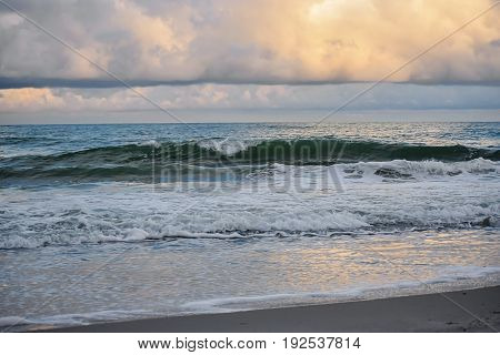 Waves crashing on the seashore at Myrtle Beach
