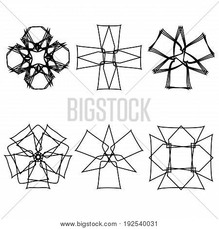 Geometric pattern symbols fractale pentogramm astrology stamp label