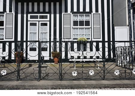 Striped Colored Houses, Costa Nova, Beira Litoral, Portugal, Europe