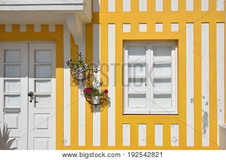 Striped Colored Houses, Costa Nova, Beira Litoral, Portugal, Europe