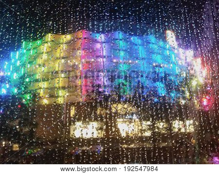 Abstract blur backgroun of rain and driving.