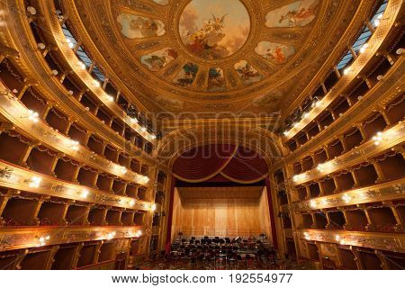 PALERMO, ITALY. December 30, 2016: The Teatro (Theater) Massimo Vittorio Emanuele is an opera house and opera company located on the Piazza Verdi in Palermo, Sicily. Italy.