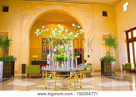 Sharm El Sheikh, Egypt - April 11, 2017: The lobbi at Hotel Four Seasons Resort Sharm El Sheikh, Egypt on April 11, 2017