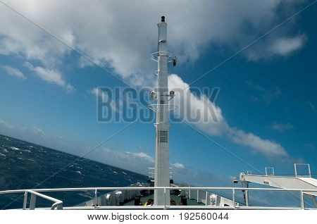 Big waves rolling a ship aside. Enroute between the Falklands and South Georgia