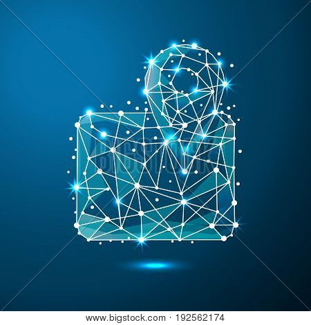 Abstract location icon in the form of a starry sky or space, consisting of points, lines, and shapes in the form of planets, stars and the universe. Vector business. Eps10