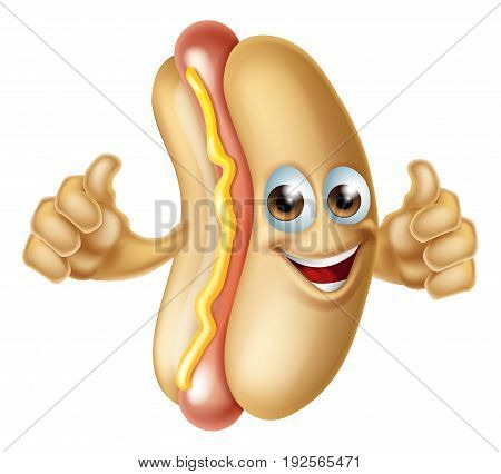 A cartoon hot dog sausage mascot illustration