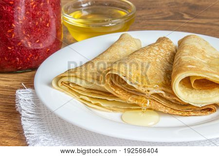 Crepes With Various Dressings - Jam And Honey