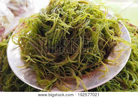 Fresh local seaweed (Gracilaria fisferi) in Thailand market