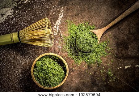Matcha green tea. Matcha powder. Organic Green Matcha Tea.