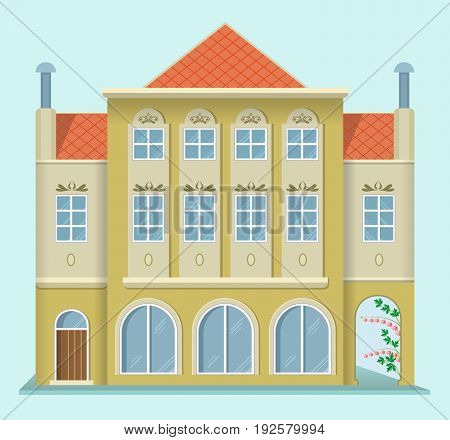 Renaissance house. European architecture. Flat design style. Vector illustration.