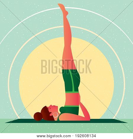 Girl In Yoga Shoulderstand Pose Or Sarvangasana