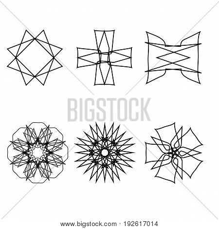 Geometric pattern icon logo star astrology set pentagram