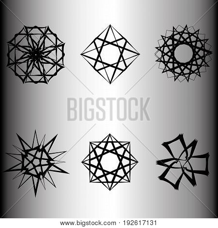 Geometric pattern icon logo star astrology set pentagram