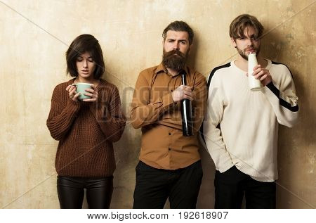 Group Of People Or Friends Drinking Drinks