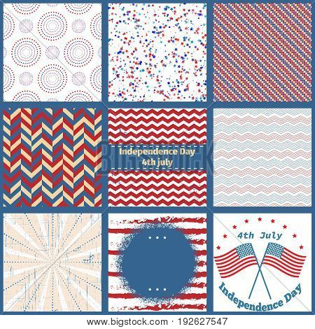 American Independence Day 4 th july. Greeting card design. National flag. Vector illustration. Patriotic symbol holiday poster. Happy independence day USA Celebration wallpaper.