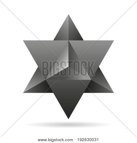 Sacred geometry. merkaba thin line geometric triangle shape. esoteric or spiritual symbol. isolated on white background. Star tetrahedron icon