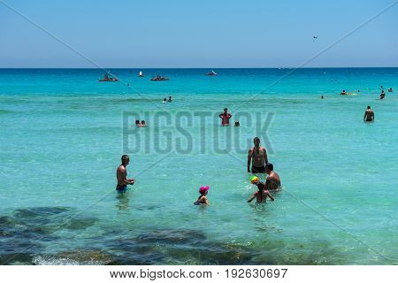 Nissi Beach Resort. White Sand And Crystal Clear Sea Water. Cyprus Island